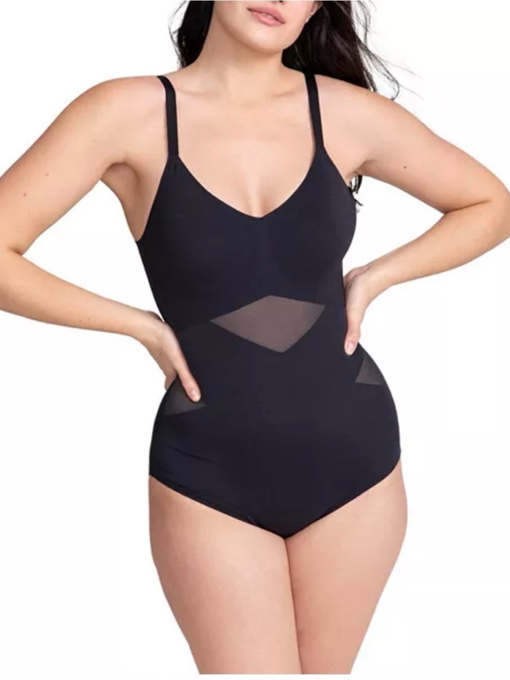Honeylove LiftWear Cami Bodysuit Black Shapewear Adjustable Straps Size L